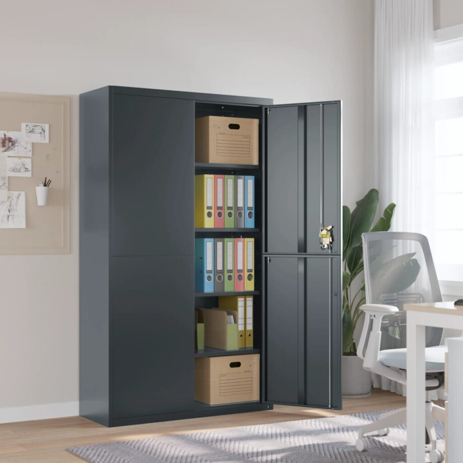 vidaXL Archiefkast 105x40x180 cm staal antracietkleurig afbeelding 1