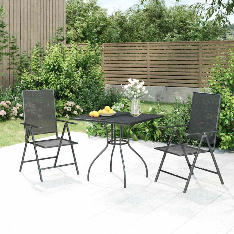 vidaXL 3-delige Tuinset staal antracietkleurig vidaXL 3-delige Tuinset staal antracietkleurig afbeelding 1