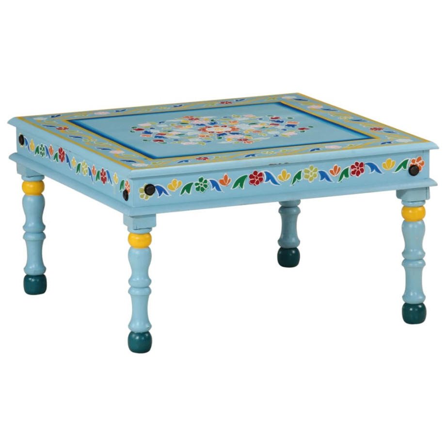 vidaXL Salontafel handbeschilderd massief mangohout turquoise afbeelding 1