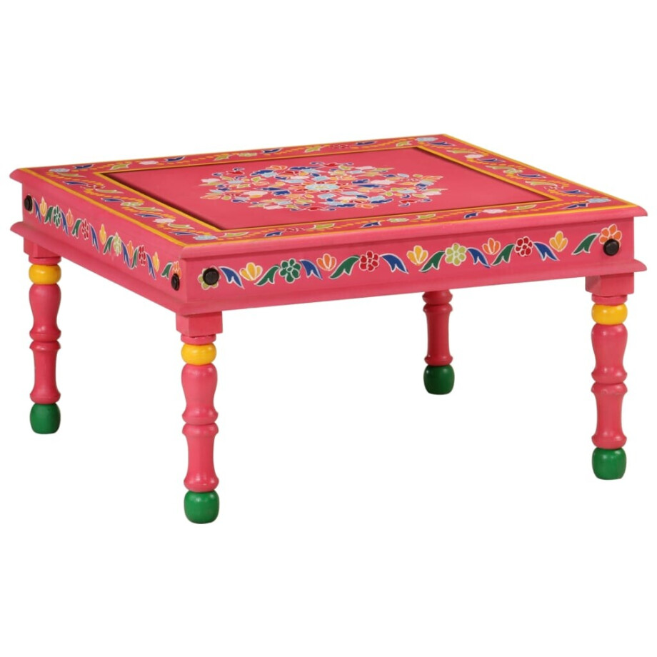 vidaXL Salontafel handbeschilderd massief mangohout roze afbeelding 1