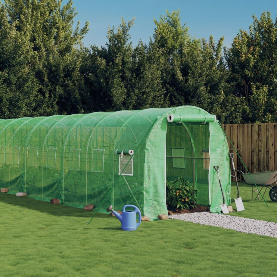 vidaXL Tuinkas met stalen frame 28 m² 14x2x2 m groen afbeelding 1