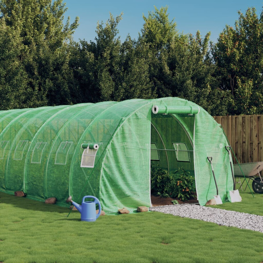 vidaXL Tuinkas met stalen frame 24 m² 8x3x2 m groen vidaXL Tuinkas met stalen frame 24 m² 8x3x2 m groen afbeelding 1