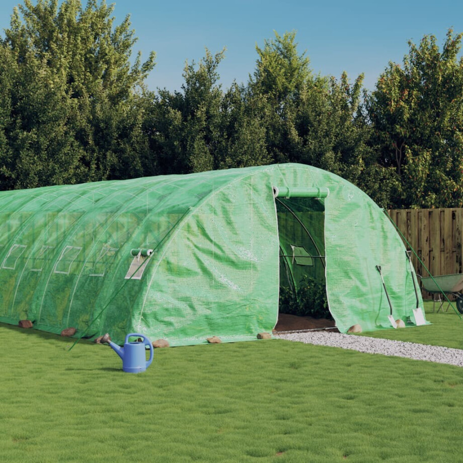 vidaXL Tuinkas met stalen frame 90 m² 18x5x2,3 m groen afbeelding 1