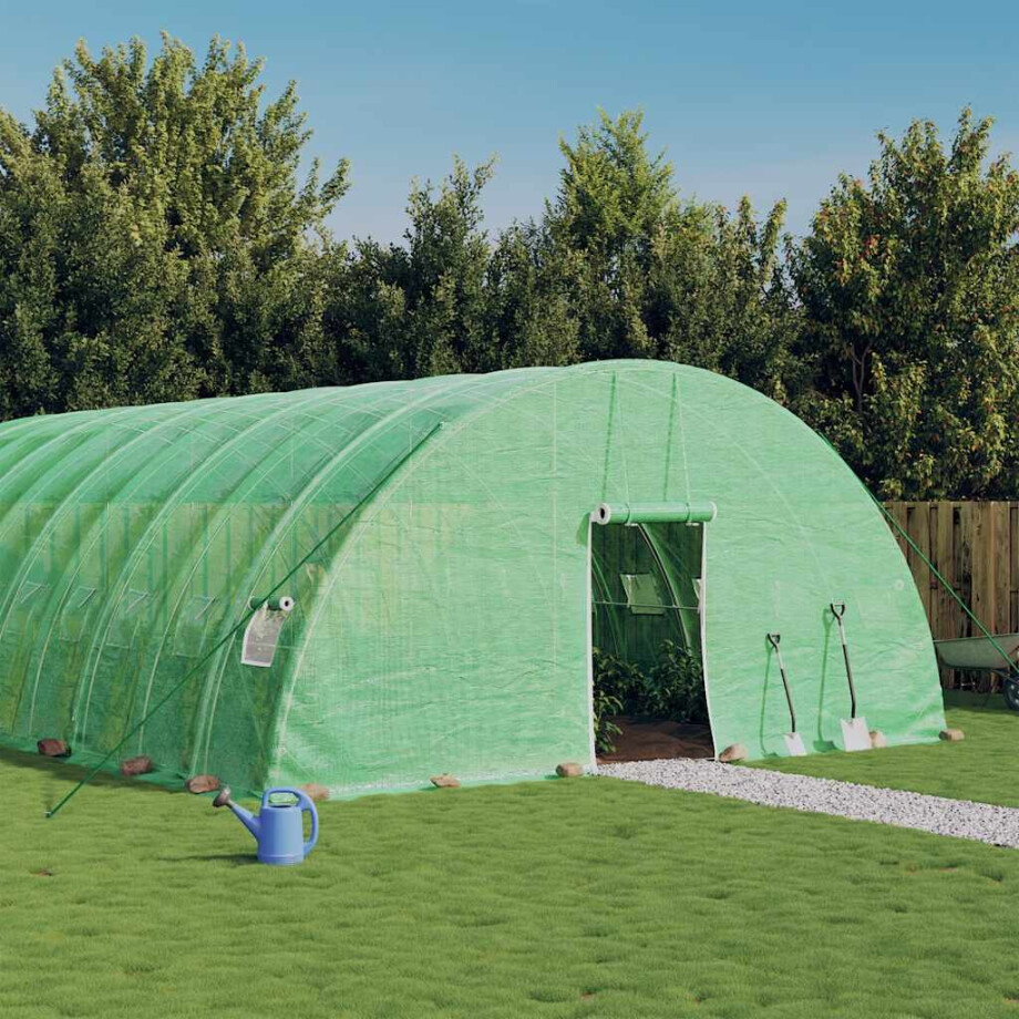 vidaXL Tuinkas met stalen frame 120 m² 20x6x2,85 m groen afbeelding 1