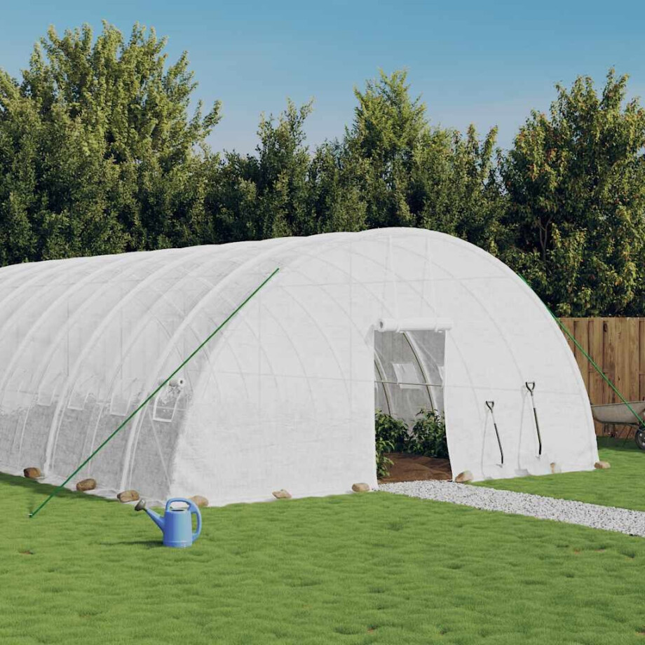 vidaXL Tuinkas met stalen frame 36 m² 6x6x2,85 m wit afbeelding 1