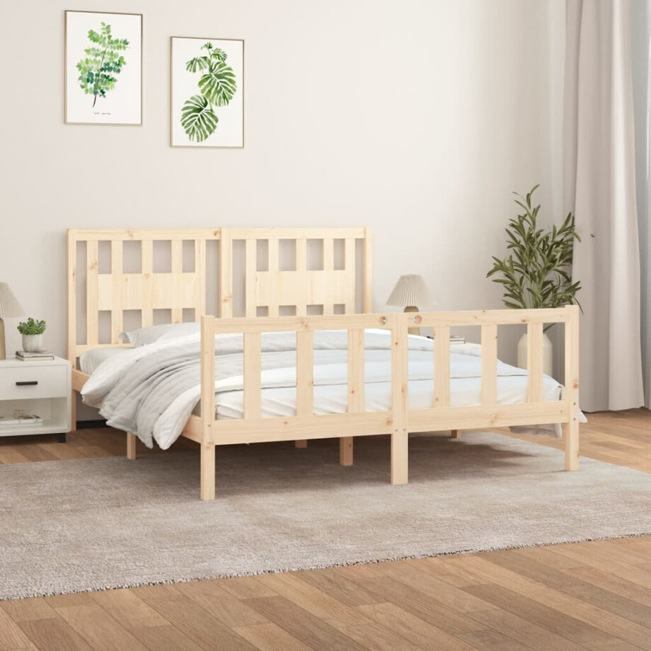 vidaXL Bedframe met hoofdbord massief grenenhout 160x200 cm vidaXL Bedframe met hoofdbord massief grenenhout 160x200 cm afbeelding 1