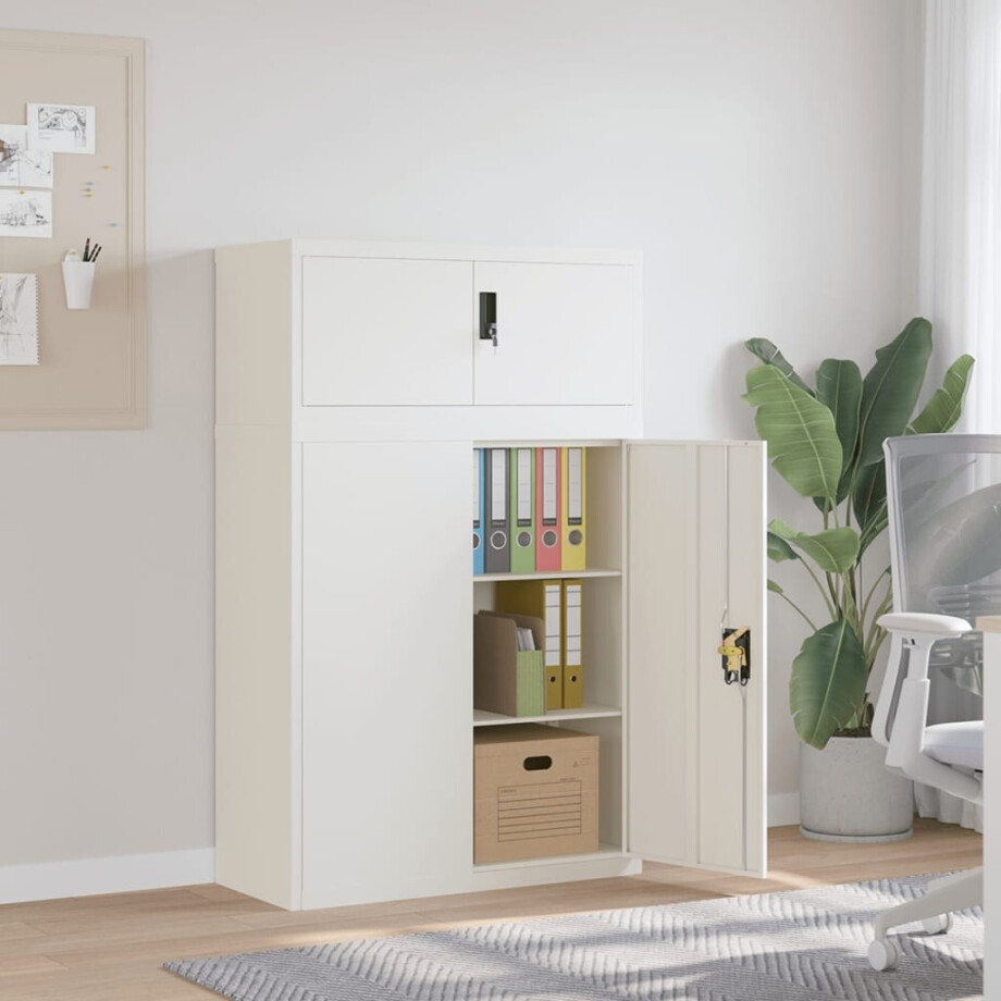 vidaXL Archiefkast 90x40x145 cm staal wit afbeelding 1