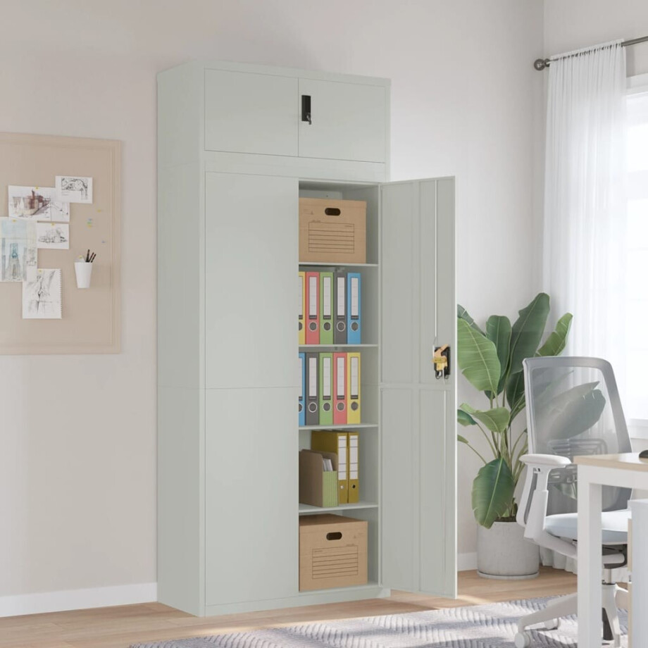 vidaXL Archiefkast 90x40x220 cm staal lichtgrijs afbeelding 1