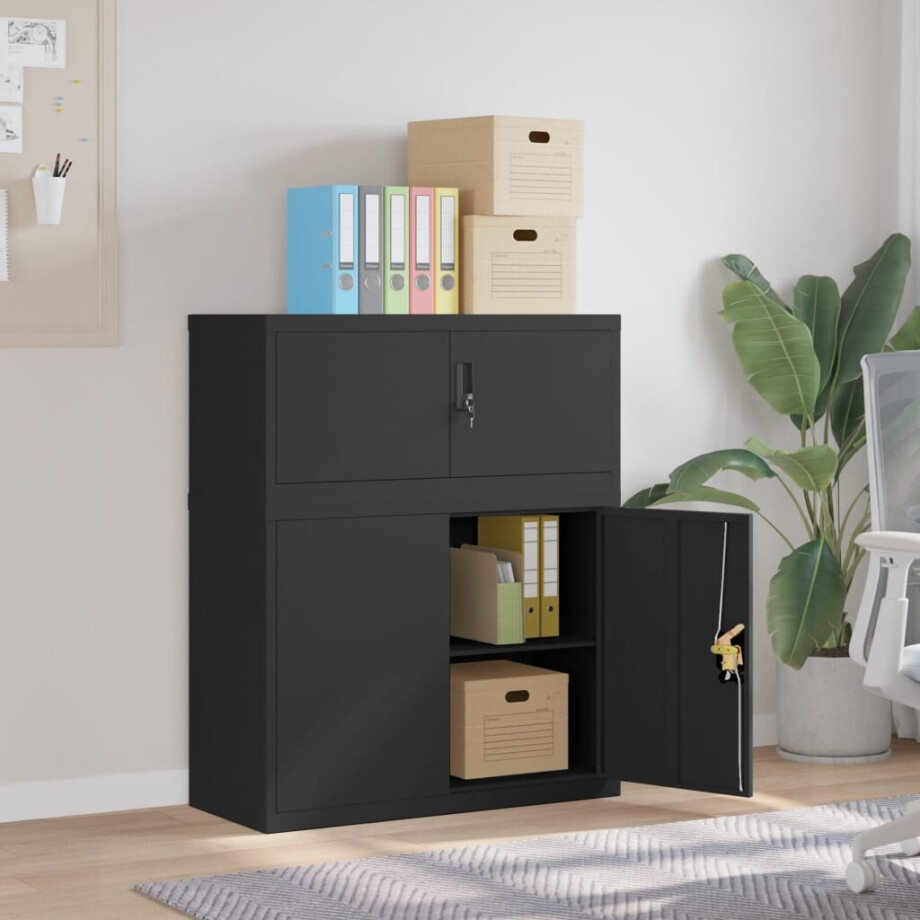 vidaXL Archiefkast 90x40x110 cm staal zwart afbeelding 1