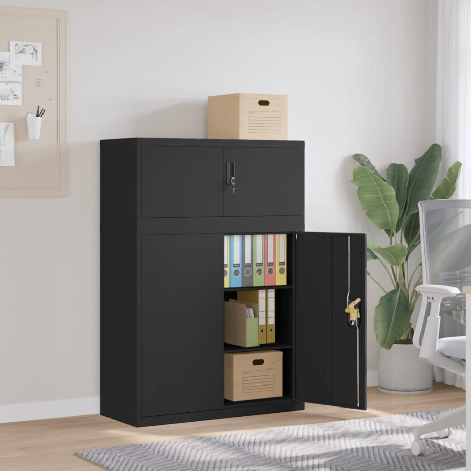 vidaXL Archiefkast 90x40x130 cm staal zwart afbeelding 1