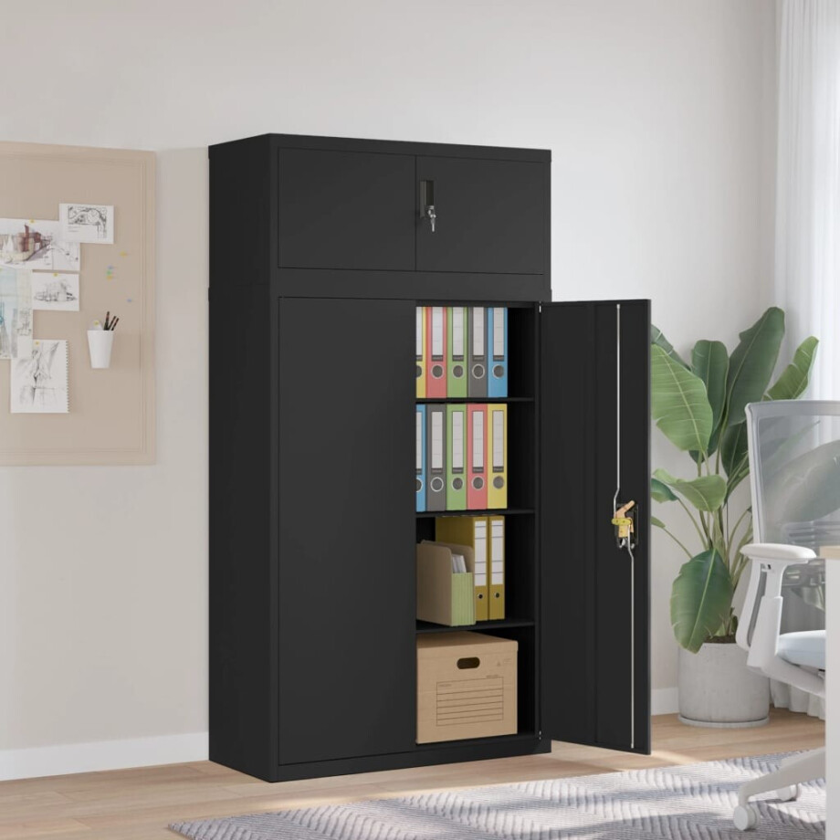 vidaXL Archiefkast 90x40x180 cm staal zwart afbeelding 1