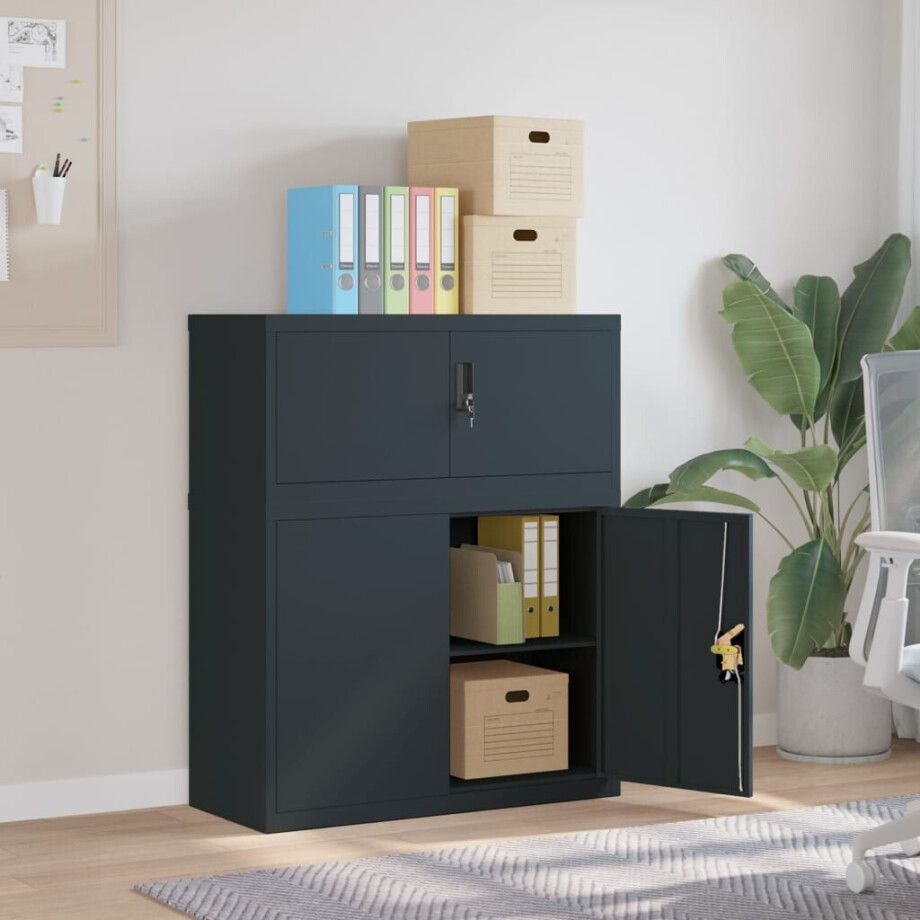 vidaXL Archiefkast 90x40x110 cm staal antracietkleurig afbeelding 1