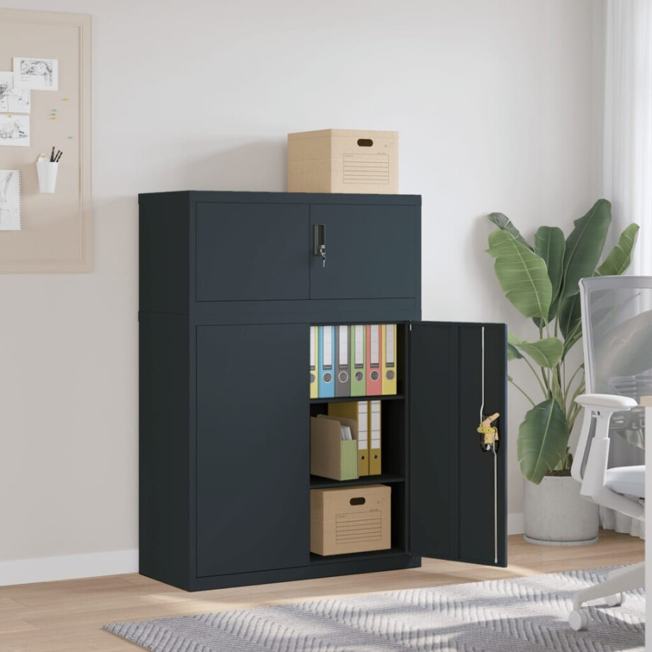vidaXL Archiefkast 90x40x130 cm staal antracietkleurig afbeelding 1