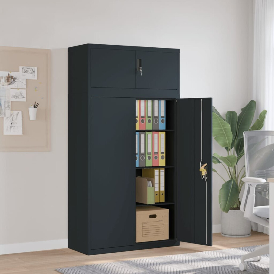 vidaXL Archiefkast 90x40x180 cm staal antracietkleurig vidaXL Archiefkast 90x40x180 cm staal antracietkleurig afbeelding 1