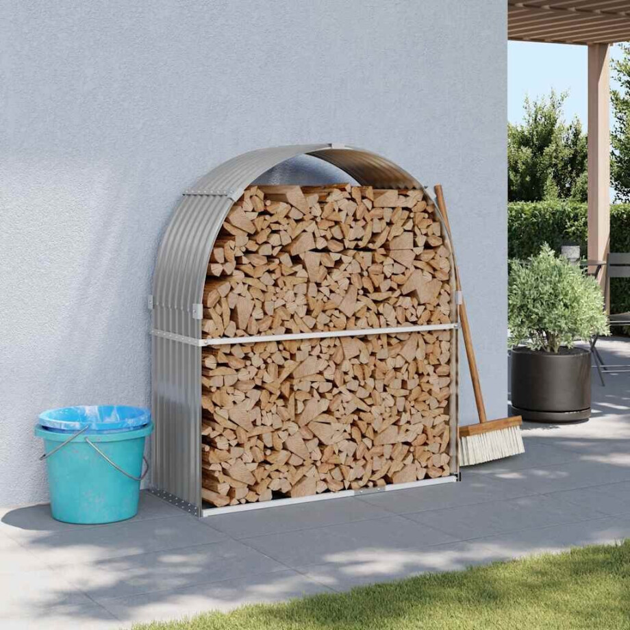 vidaXL Haardhoutopslag 120x45x140 cm gegalvaniseerd staal lichtgrijs vidaXL Haardhoutopslag 120x45x140 cm gegalvaniseerd staal lichtgrijs afbeelding 1