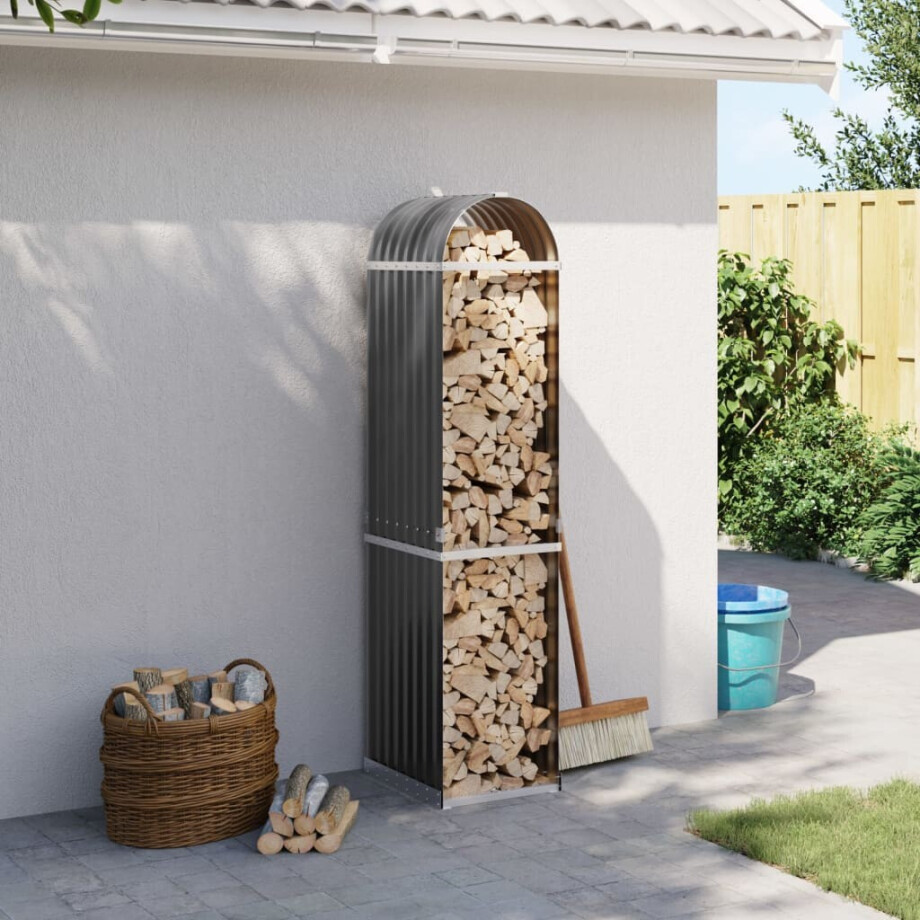 vidaXL Haardhoutopslag 40x45x170 cm gegalvaniseerd staal antraciet afbeelding 1