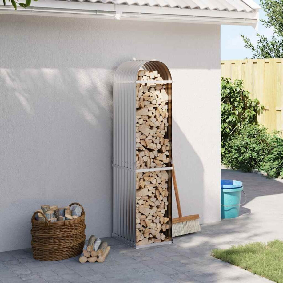 vidaXL Haardhoutopslag 40x45x170 cm gegalvaniseerd staal zilverkleurig vidaXL Haardhoutopslag 40x45x170 cm gegalvaniseerd staal zilverkleurig afbeelding 1