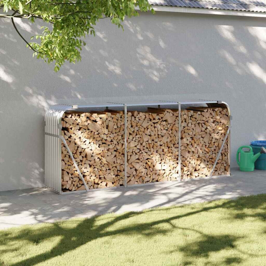 vidaXL Haardhoutopslag 234x45x100 cm gegalvaniseerd staal zilverkleur vidaXL Haardhoutopslag 234x45x100 cm gegalvaniseerd staal zilverkleur afbeelding 1