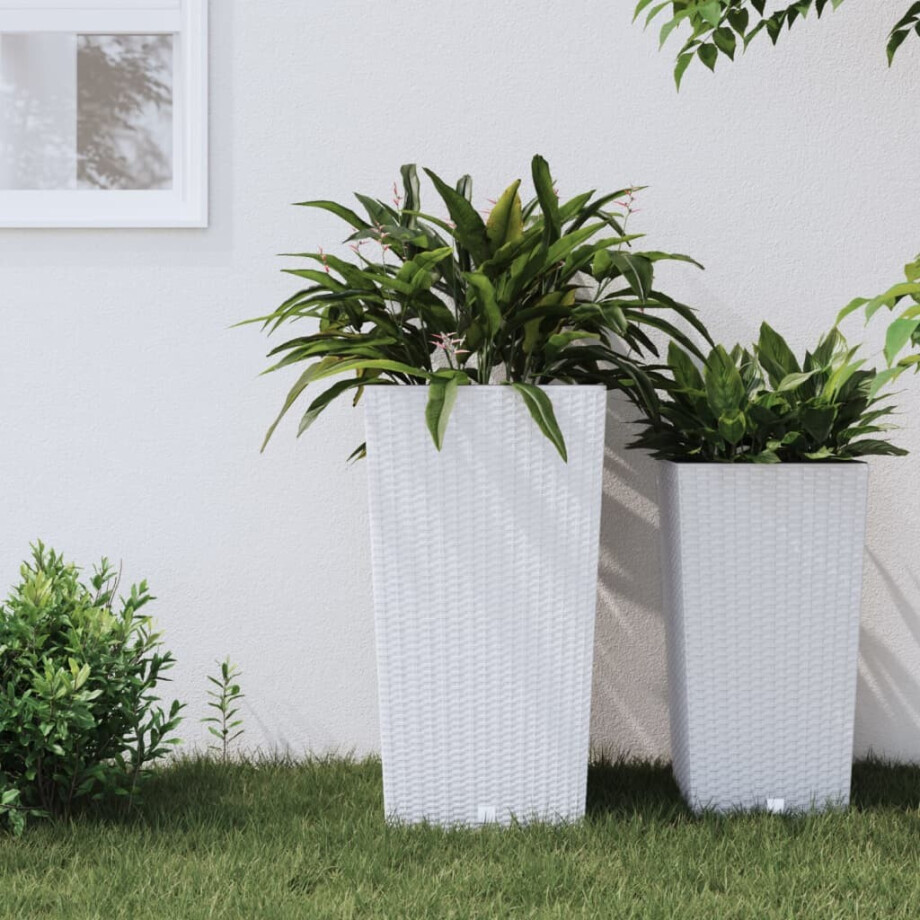 vidaXL Plantenbak met uitneembare bak rattan-look 21/49 L PP wit vidaXL Plantenbak met uitneembare bak rattan-look 21/49 L PP wit afbeelding 1