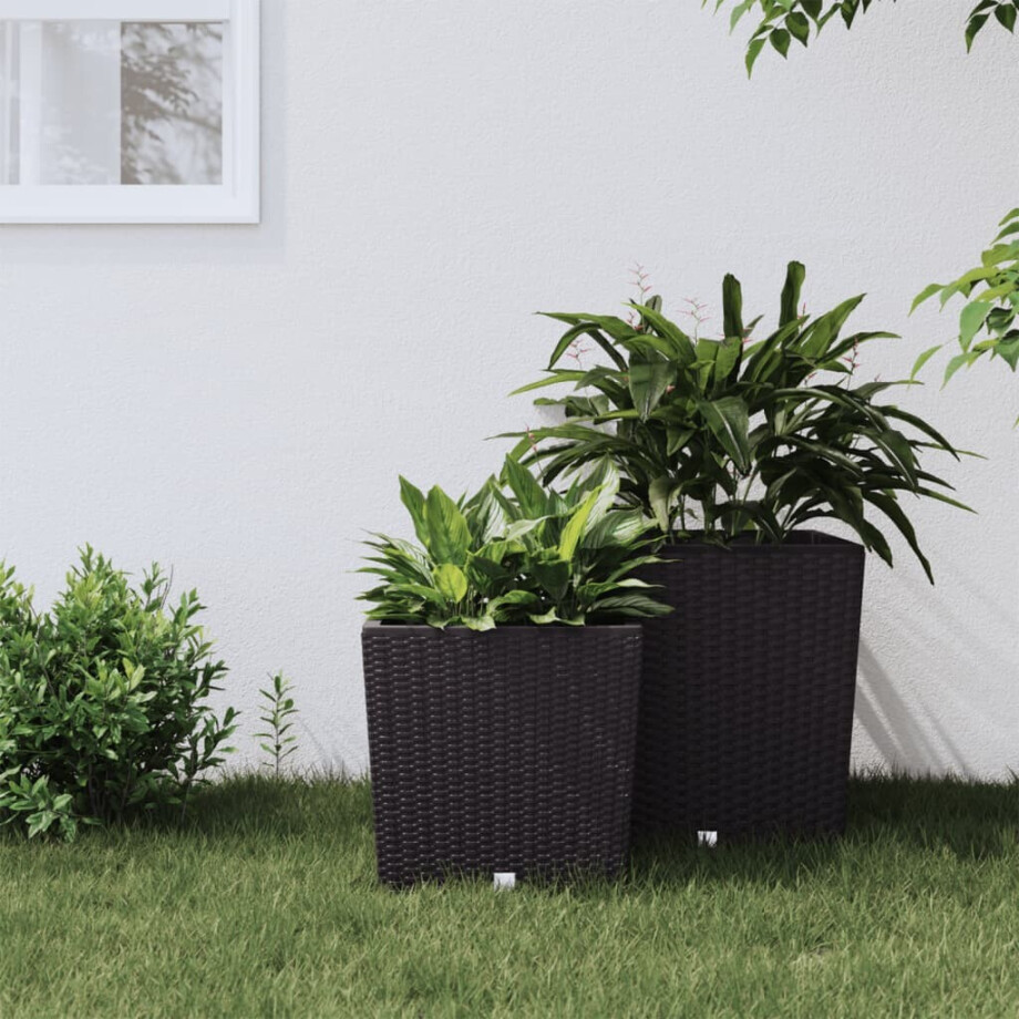 vidaXL Plantenbak met uitneembare bak rattan-look 21/32 L PP bruin vidaXL Plantenbak met uitneembare bak rattan-look 21/32 L PP bruin afbeelding 1