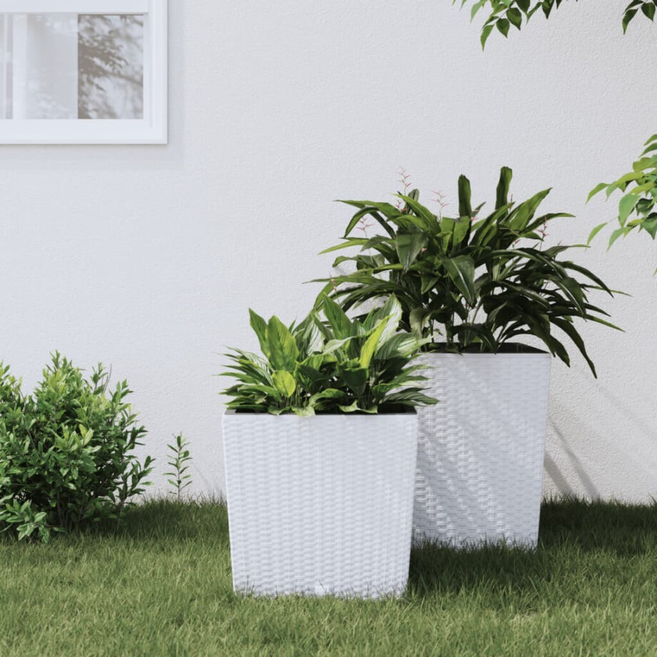vidaXL Plantenbak met uitneembare bak rattan-look 21/32 L PP wit vidaXL Plantenbak met uitneembare bak rattan-look 21/32 L PP wit afbeelding 1