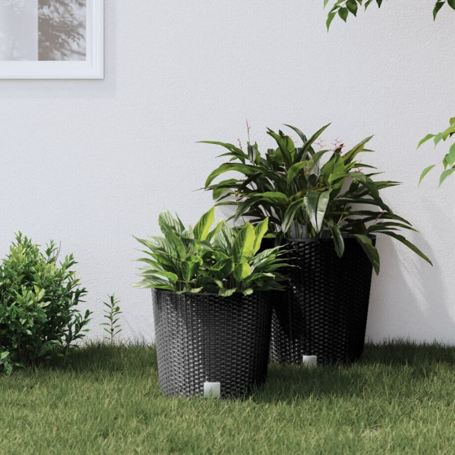 vidaXL Plantenbak uitneembare bak rattan-look 15/15,3 L PP antraciet vidaXL Plantenbak uitneembare bak rattan-look 15/15,3 L PP antraciet afbeelding 1