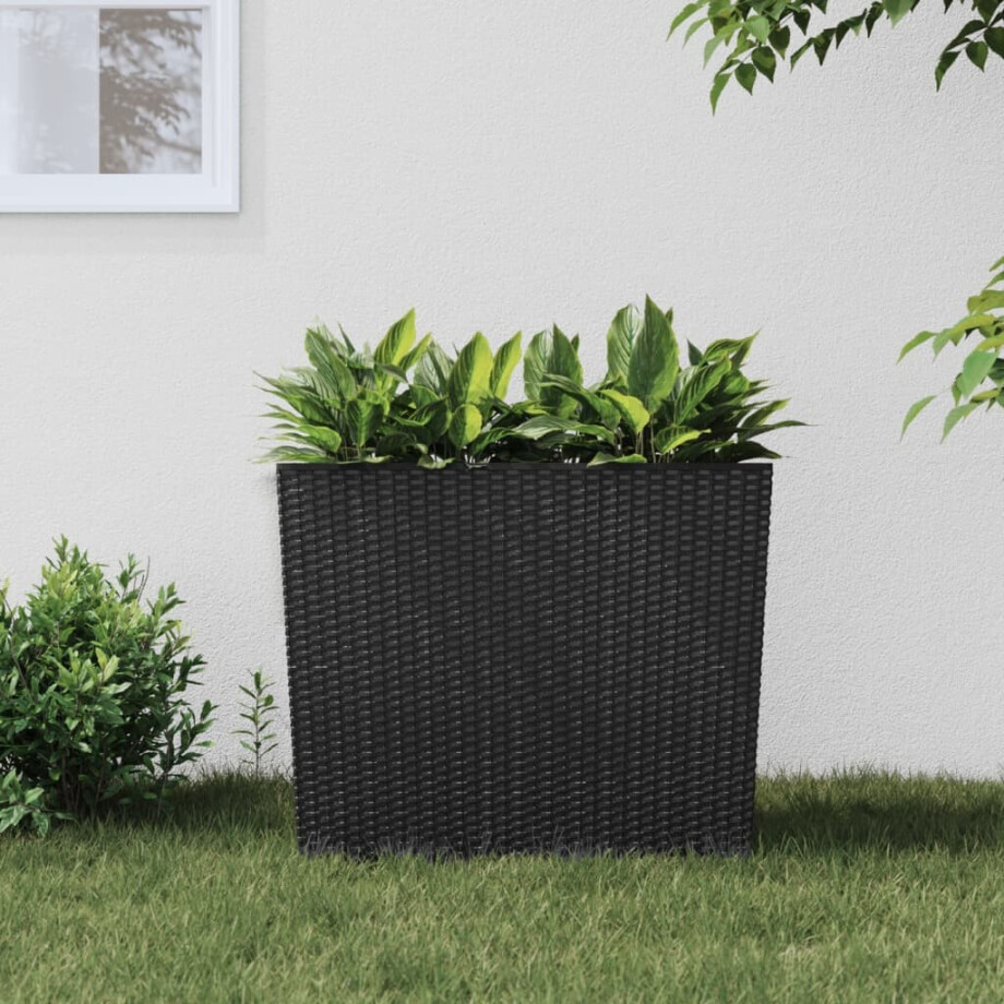 vidaXL Plantenbak met uitneembare bak rattan-look 12/44 L PP antraciet vidaXL Plantenbak met uitneembare bak rattan-look 12/44 L PP antraciet afbeelding 1