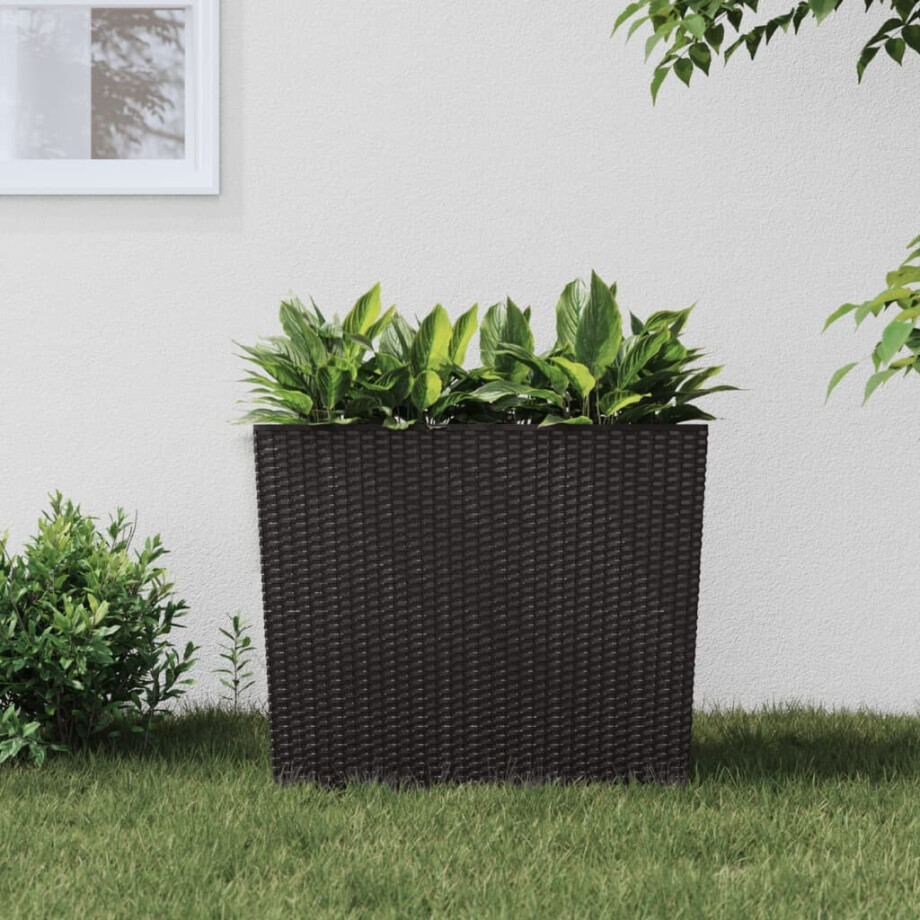 vidaXL Plantenbak met uitneembare bak rattan-look 12/44 L PP bruin afbeelding 1