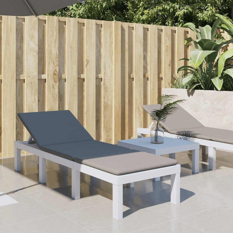 vidaXL Ligbed met kussens PP wit afbeelding 1