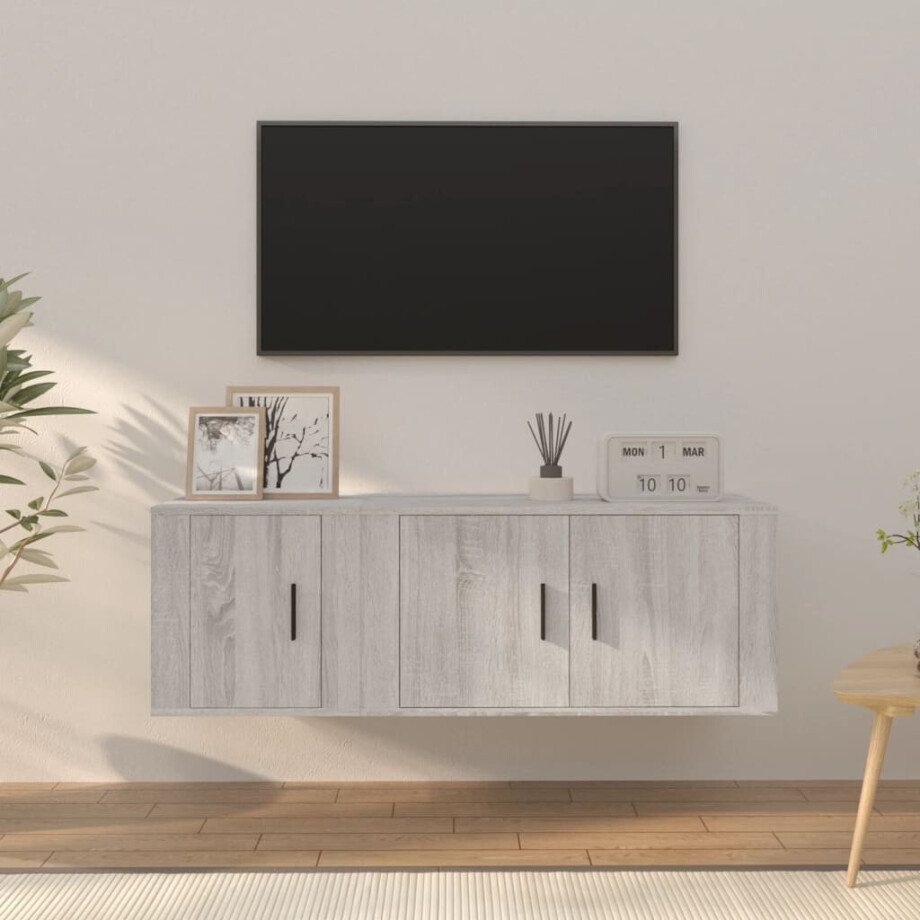 vidaXL 2-delige Tv-meubelset bewerkt hout grijs sonoma eikenkleurig afbeelding 1