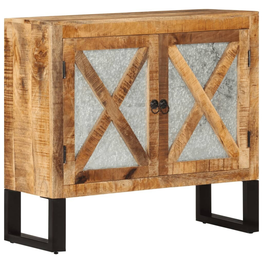 vidaXL Dressoir 80x30x71 cm massief ruw mangohout en metaal afbeelding 1