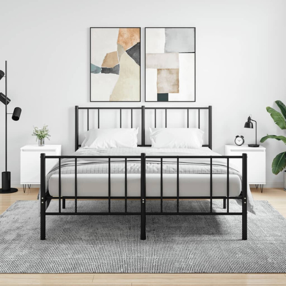 vidaXL Nachtkastjes 2 st 40x30x50 cm bewerkt hout wit afbeelding 1