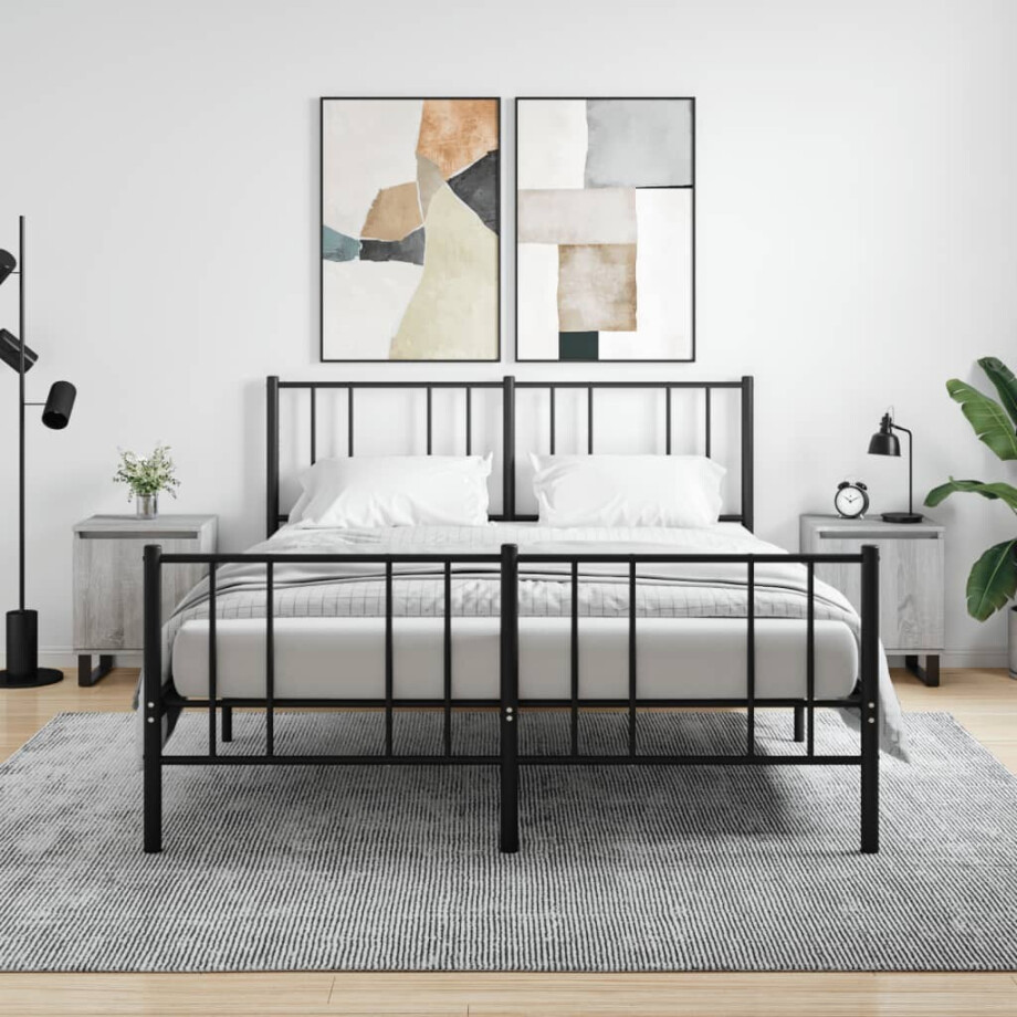 vidaXL Nachtkastjes 2 st 40x30x50 cm bewerkt hout grijs sonoma eiken afbeelding 1