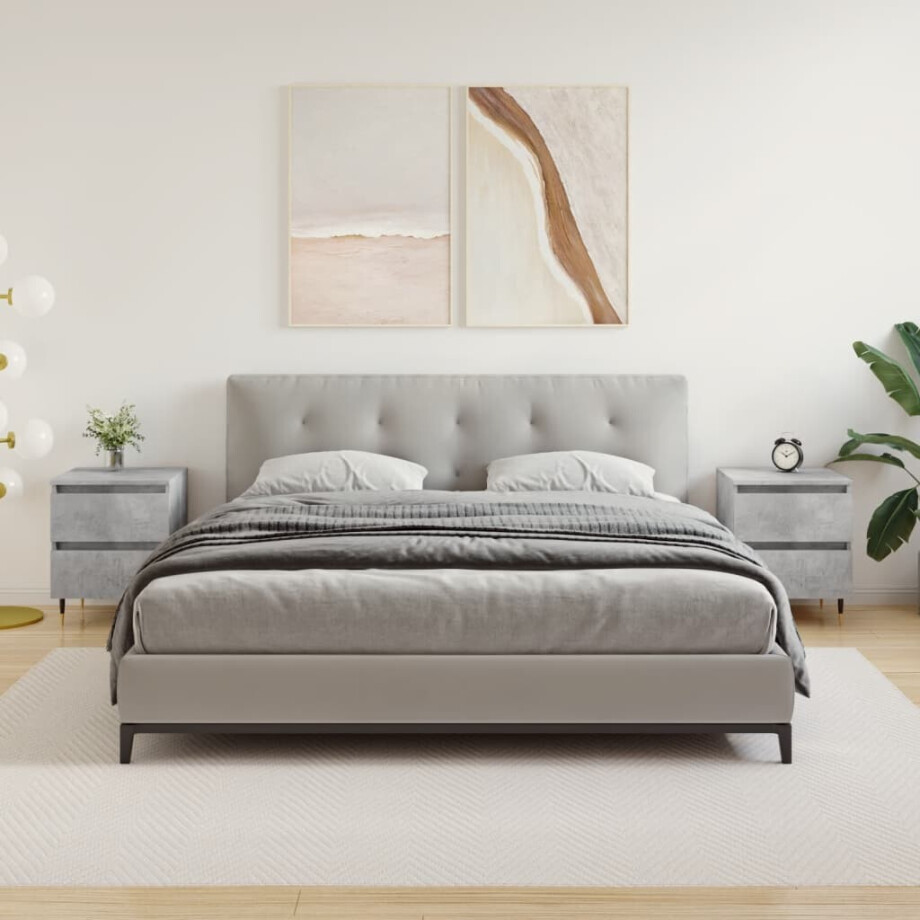 vidaXL Nachtkastjes 2 st 40x35x50 cm bewerkt hout betongrijs vidaXL Nachtkastjes 2 st 40x35x50 cm bewerkt hout betongrijs afbeelding 1