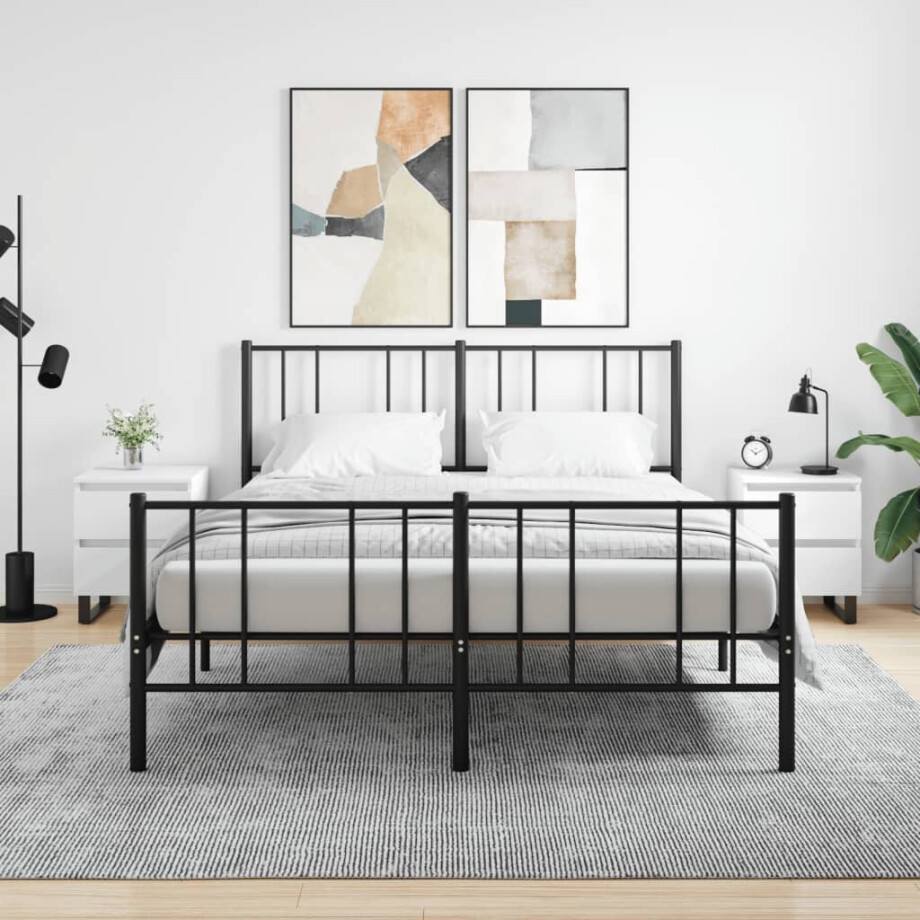 vidaXL Nachtkastjes 2 st 40x35x50 cm bewerkt hout wit afbeelding 1