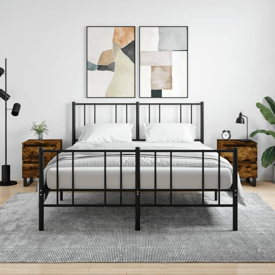 vidaXL Nachtkastjes 2 st 40x35x50 cm bewerkt hout gerookt eikenkleurig afbeelding 1