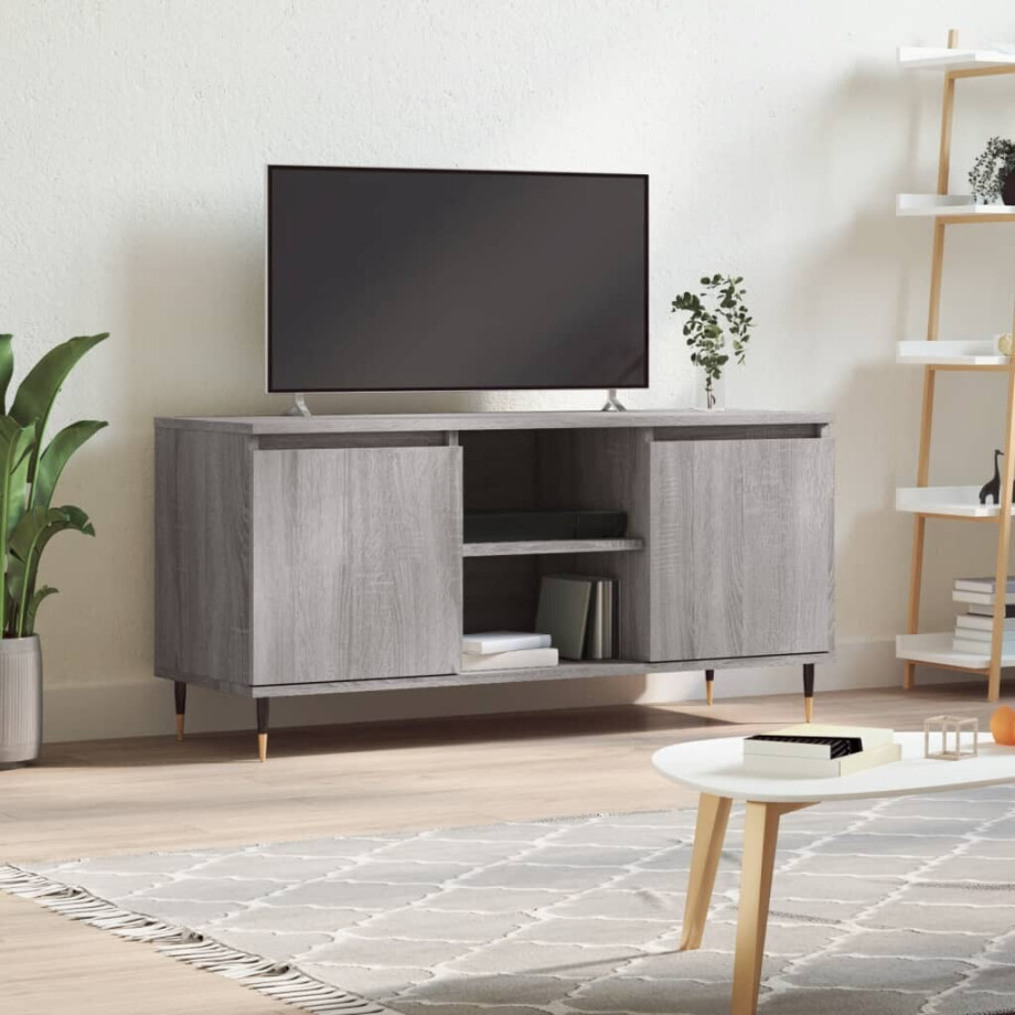 vidaXL Tv-meubel 104x35x50 cm bewerkt hout grijs sonoma eikenkleurig afbeelding 1