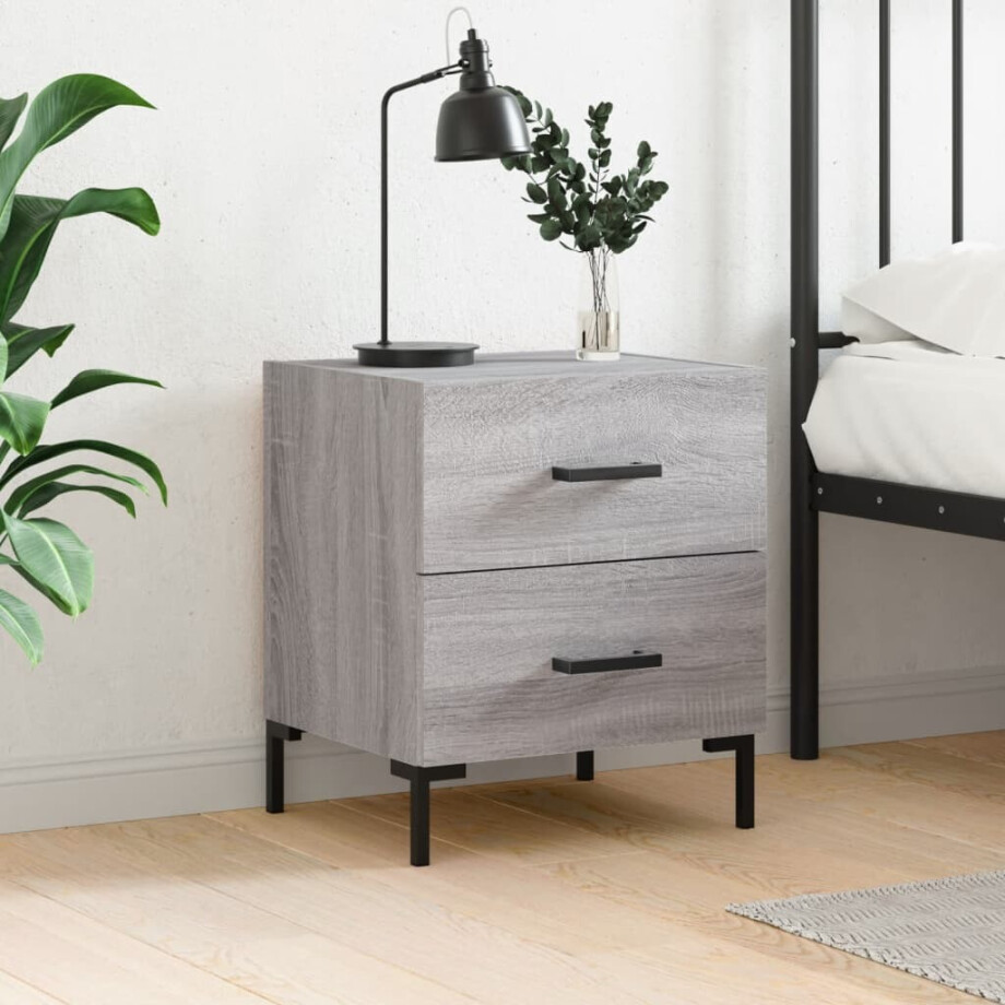 vidaXL Nachtkastje 40x35x47,5 cm bewerkt hout grijs sonoma eikenkleur vidaXL Nachtkastje 40x35x47,5 cm bewerkt hout grijs sonoma eikenkleur afbeelding 1