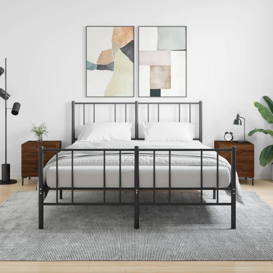 vidaXL Nachtkastjes 2 st 40x35x47,5 cm bewerkt hout bruin eikenkleur afbeelding 1