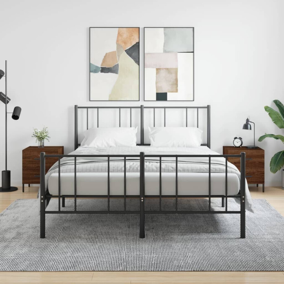 vidaXL Nachtkastjes 2 st 40x35x47,5 cm bewerkt hout bruin eikenkleur afbeelding 1