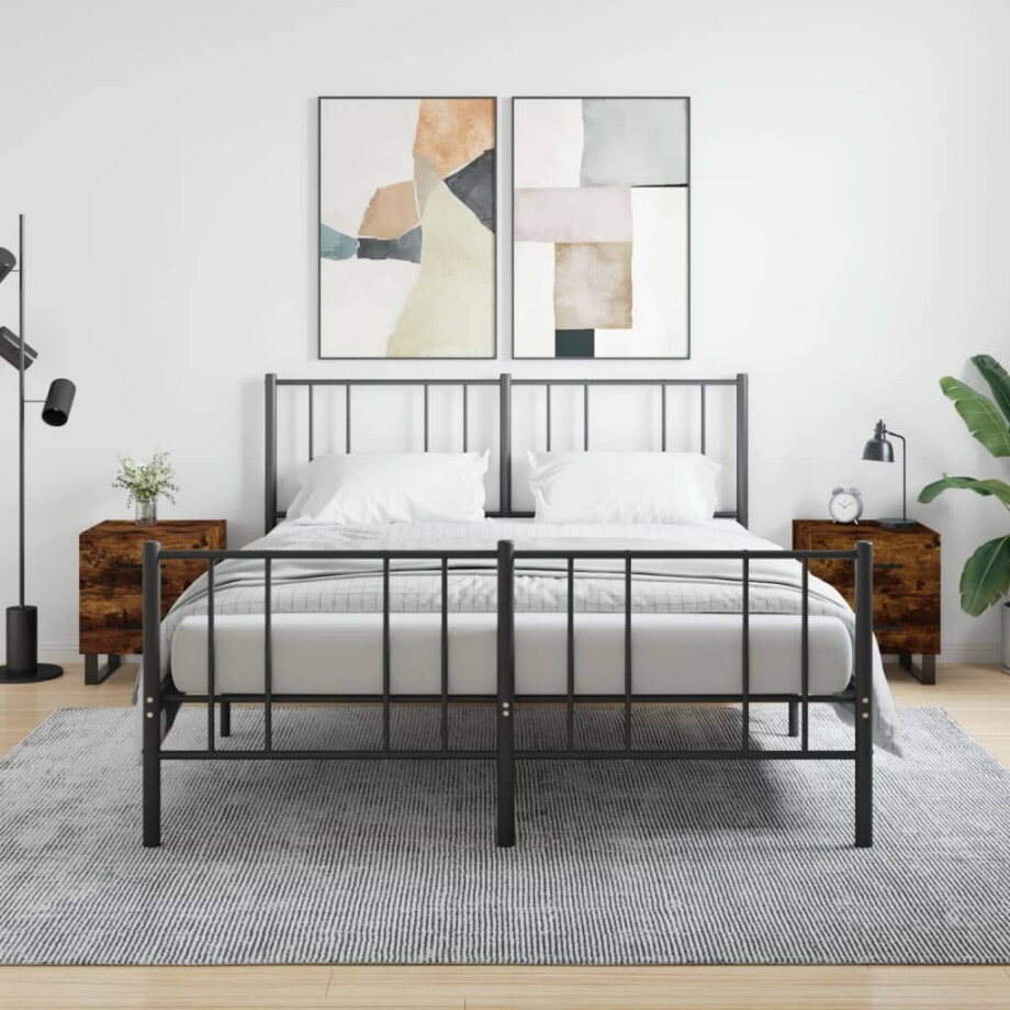 vidaXL Nachtkastjes 2 st 40x35x47,5 cm bewerkt hout gerookt eikenkleur afbeelding 1