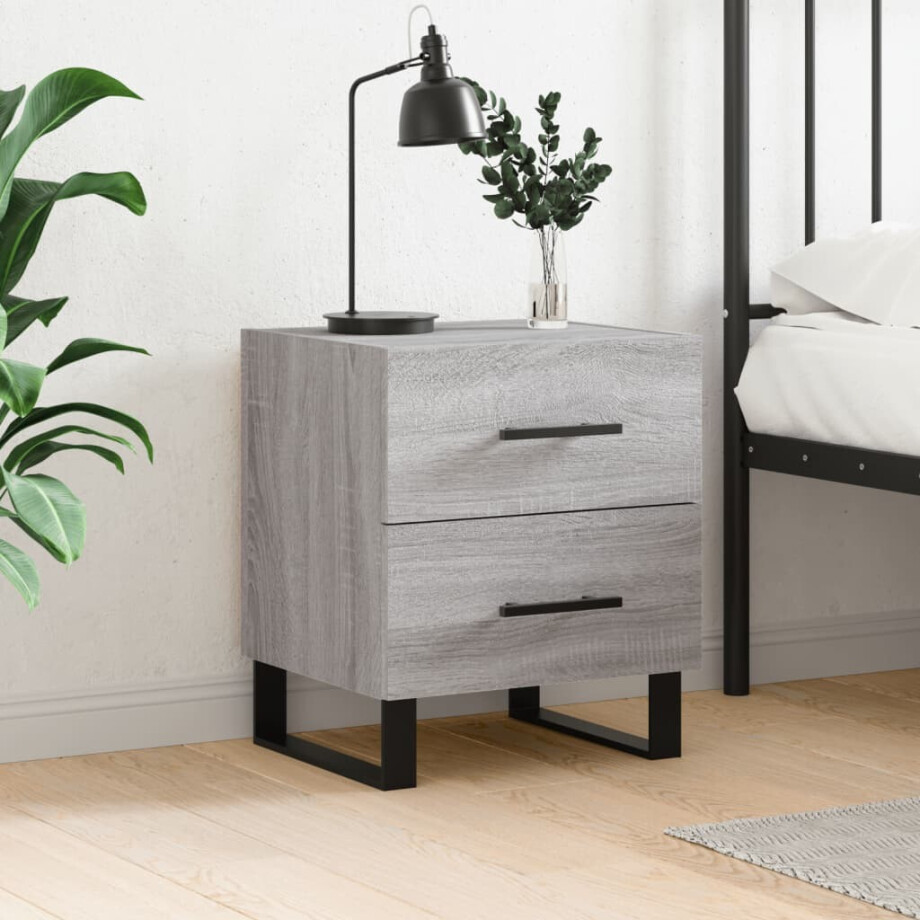vidaXL Nachtkastje 40x35x47,5 cm bewerkt hout grijs sonoma eikenkleur vidaXL Nachtkastje 40x35x47,5 cm bewerkt hout grijs sonoma eikenkleur afbeelding 1