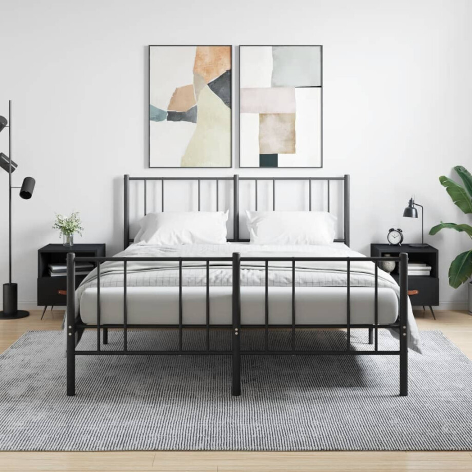 vidaXL Nachtkastjes 2 st 40x35x47,5 cm bewerkt hout zwart afbeelding 1