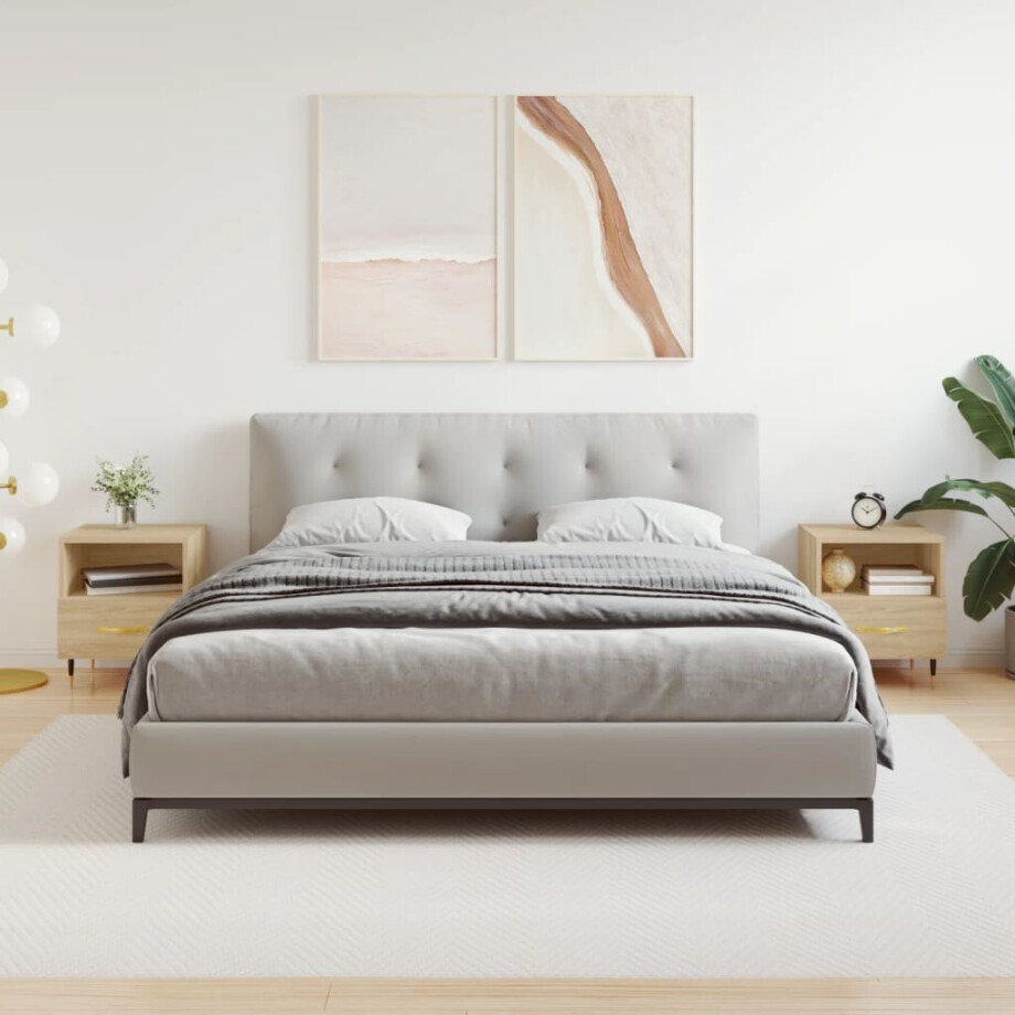 vidaXL Nachtkastjes 2 st 40x35x47,5 cm bewerkt hout sonoma eikenkleur afbeelding 1