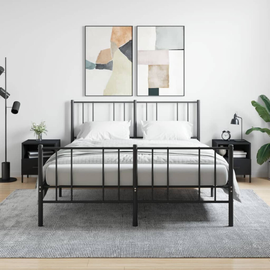 vidaXL Nachtkastjes 2 st 40x35x47,5 cm bewerkt hout zwart afbeelding 1