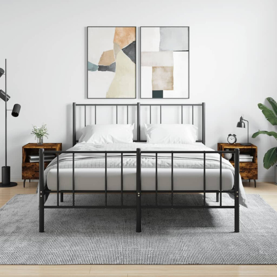 vidaXL Nachtkastjes 2 st 40x35x47,5 cm bewerkt hout gerookt eikenkleur afbeelding 1