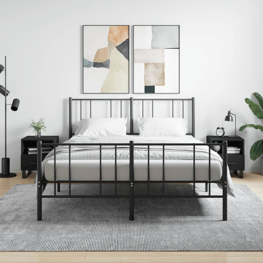 vidaXL Nachtkastjes 2 st 40x35x47,5 cm bewerkt hout zwart afbeelding 1