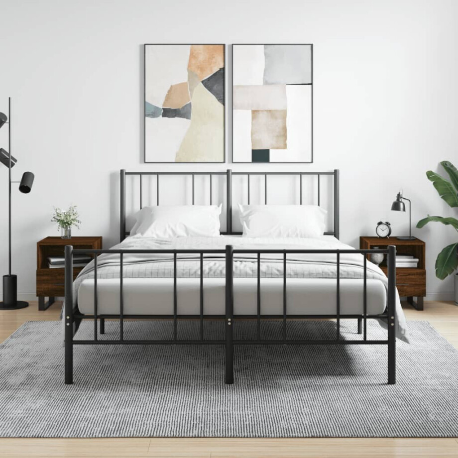 vidaXL Nachtkastjes 2 st 40x35x47,5 cm bewerkt hout bruin eikenkleur afbeelding 1