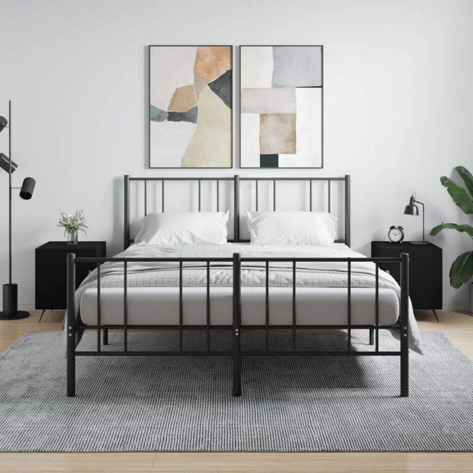 vidaXL Nachtkastjes 2 st 40x40x50 cm bewerkt hout zwart afbeelding 1