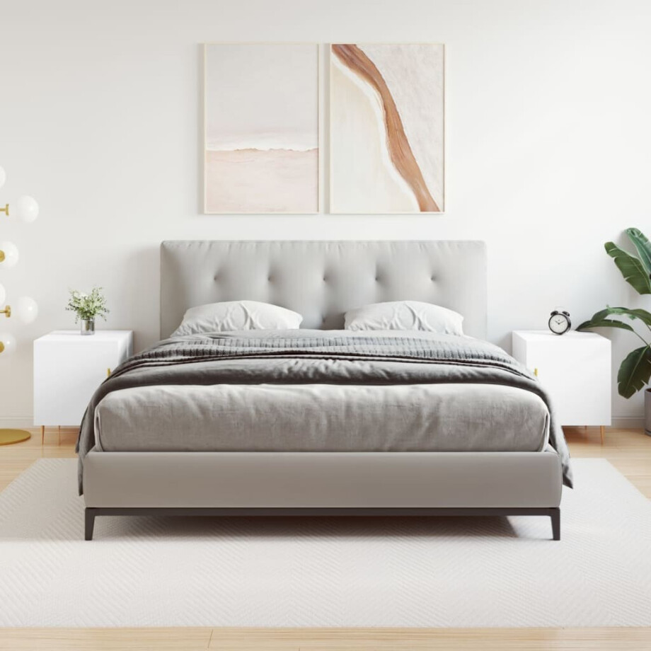 vidaXL Nachtkastjes 2 st 40x40x50 cm bewerkt hout wit afbeelding 1